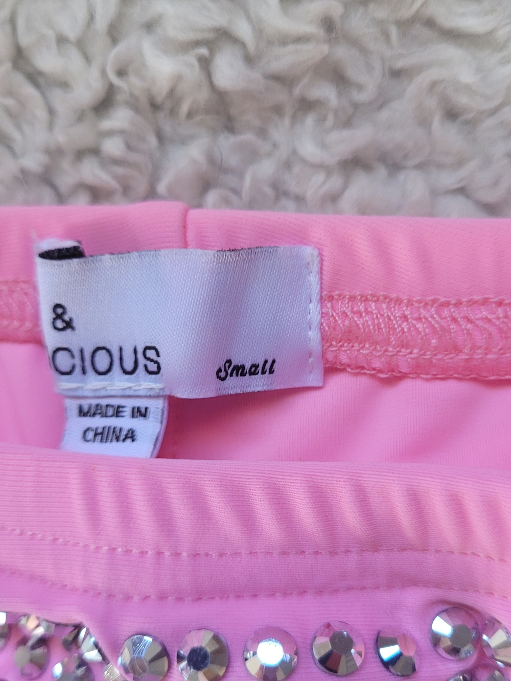 Hot & Delicious Showstopper Rhinestones High Waisted Shorts Pink Small - Picture 3 of 7